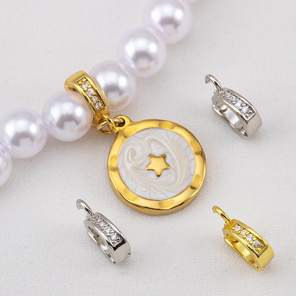 Jewelry Making Charms - 18K Gold Plated Zircon Bail Pendant
