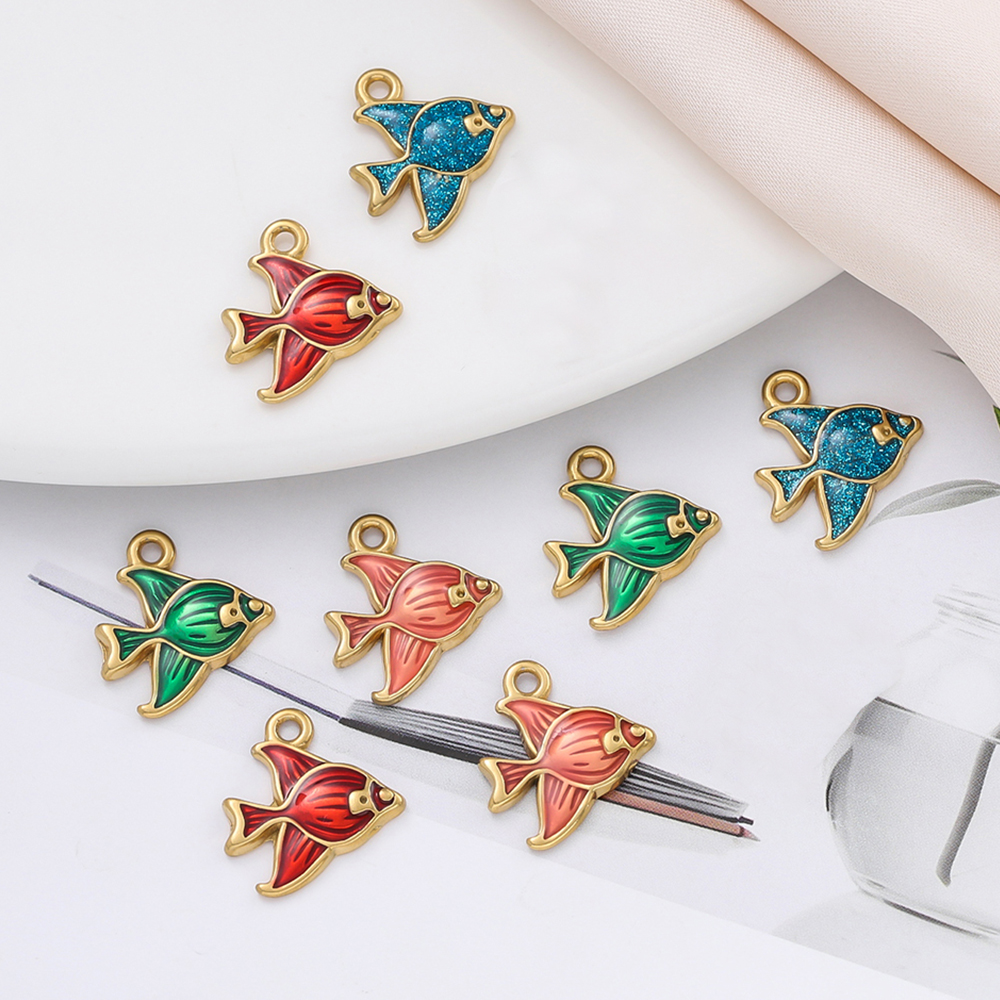 Jewelry Making Charms - 2Piece/Pack Stainless Steel Small Fish Shape