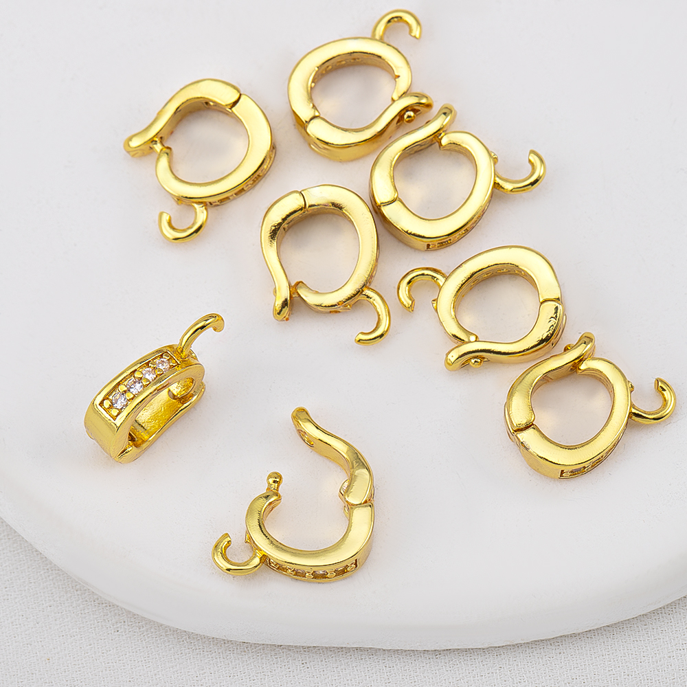 18K Gold Plated Zircon Bail Pe - Jewelry Making Charms incelemesi ve fiyatı