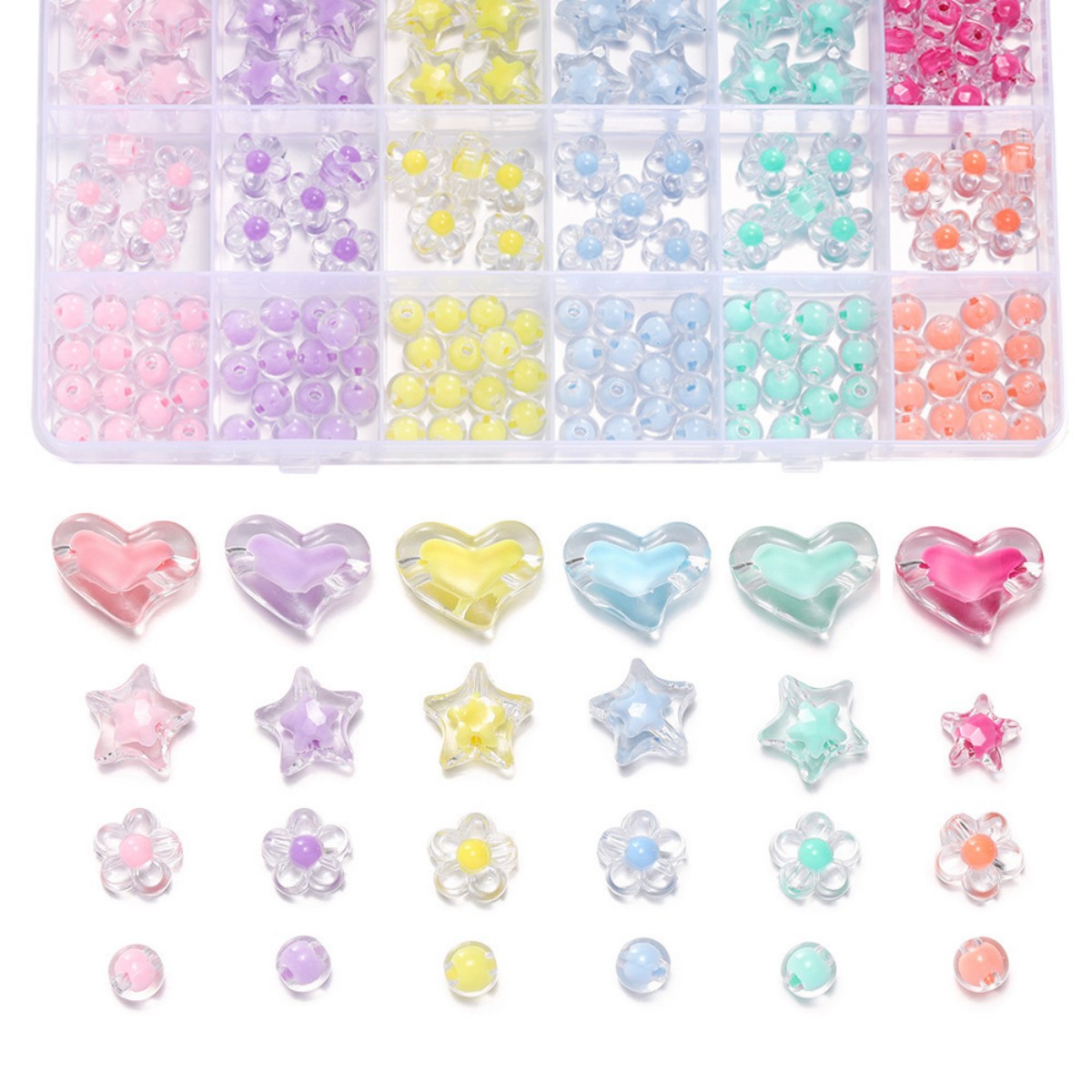 174pcs/Box Heart Acrylic Beads - Jewelry Making For Birthday Party incelemesi ve fiyatı