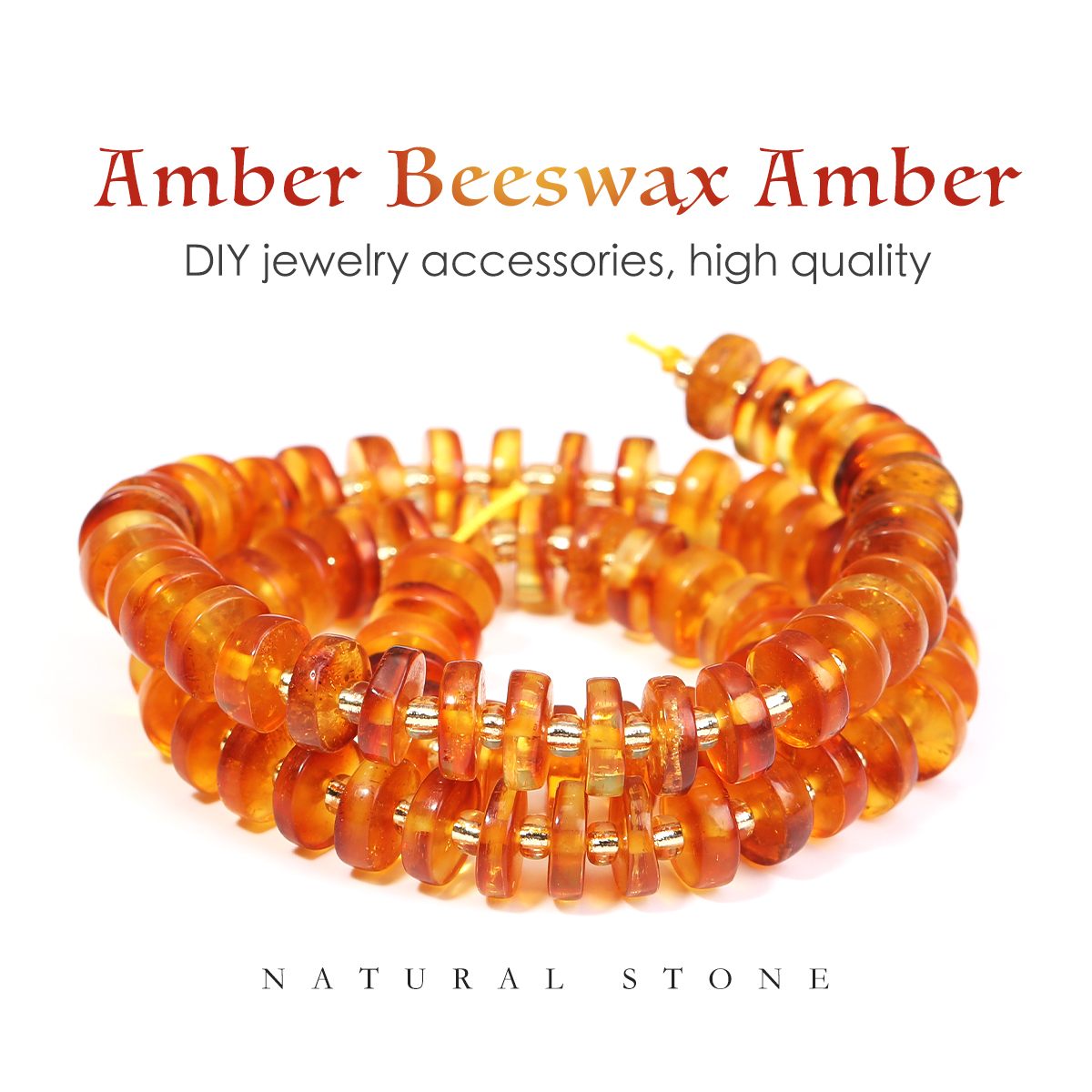 Round Piece Genuine Amber Beea - Jewelry Making Using Beads incelemesi ve fiyatı