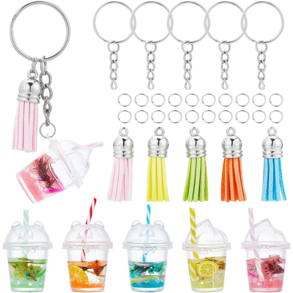 35Pcs DIY 5 Sets Bubble Tea Ke - Jewelry Making Charms incelemesi ve fiyatı