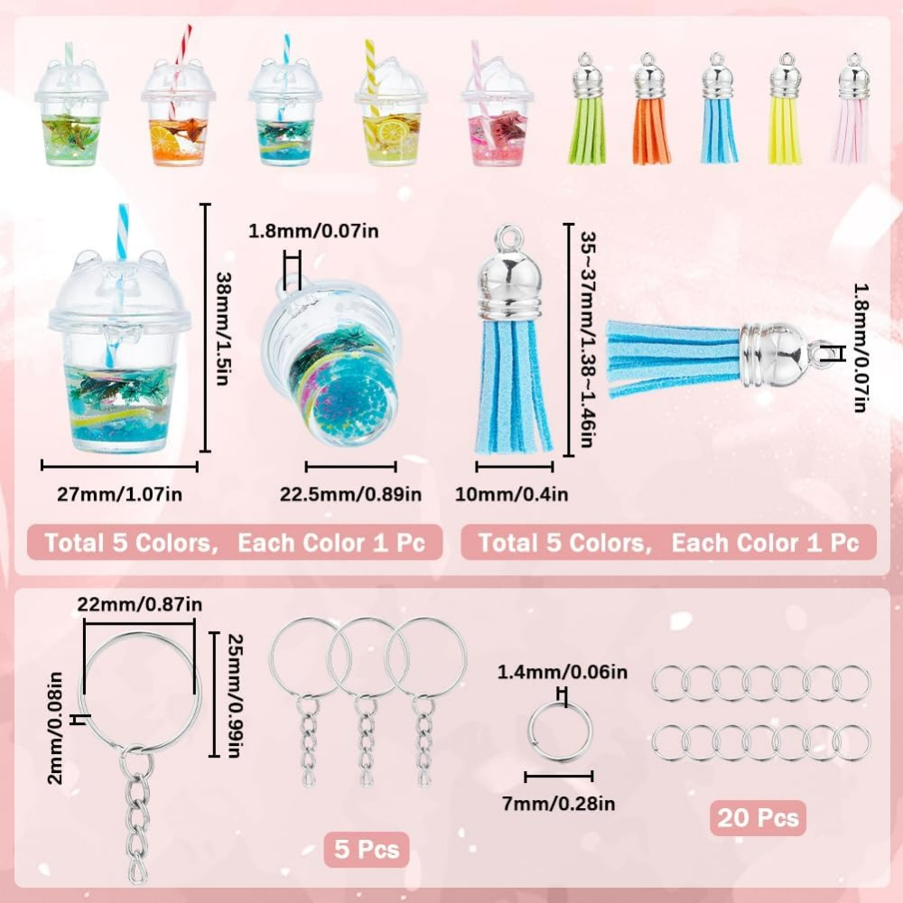 35Pcs DIY 5 Sets Bubble Tea Ke - Jewelry Making Charms incelemesi ve fiyatı