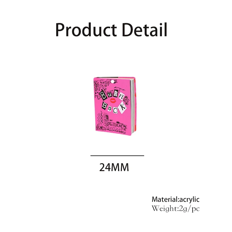 Pink Burn Book Acrylic Pendant - Jewelry Making Books incelemesi ve fiyatı