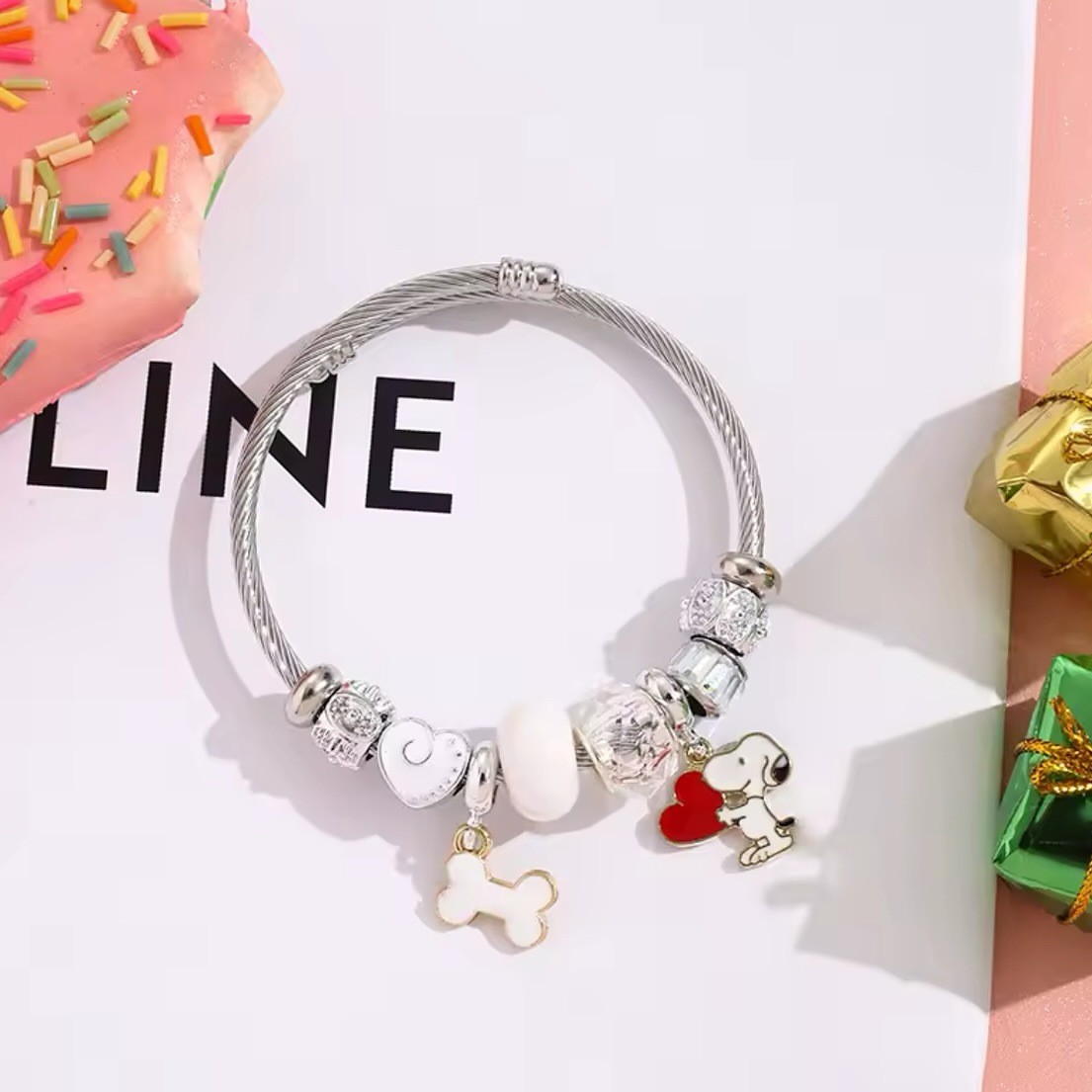 Cute Cartoon Snoopy Bone Heart - Jewelry Making Metals incelemesi ve fiyatı