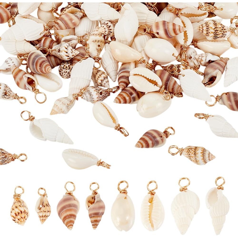 100pcs 4 Styles Natural Shell  - Jewelry Making Charms incelemesi ve fiyatı