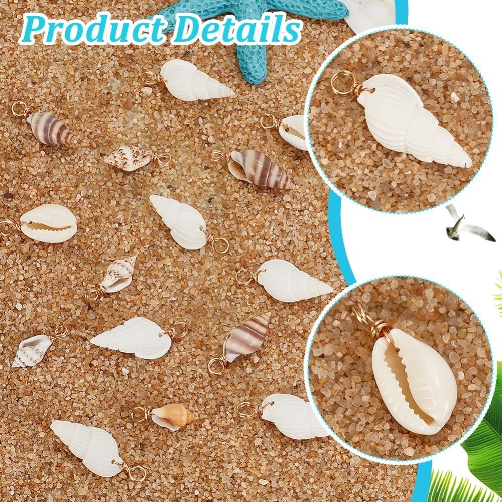 100pcs 4 Styles Natural Shell  - Jewelry Making Charms incelemesi ve fiyatı