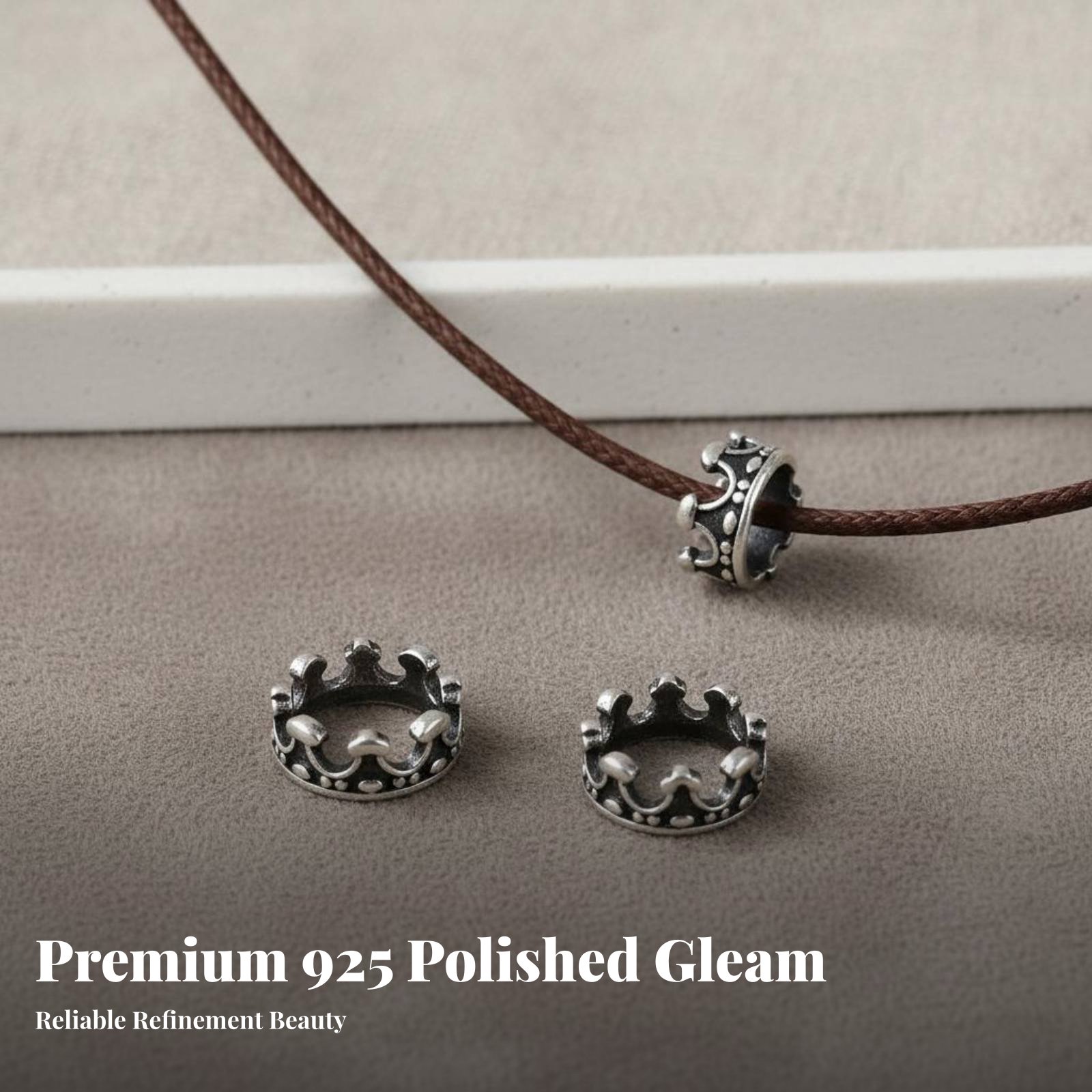 S925 Silver Crown Bead Elegant - Jewelry Making Using Beads incelemesi ve fiyatı