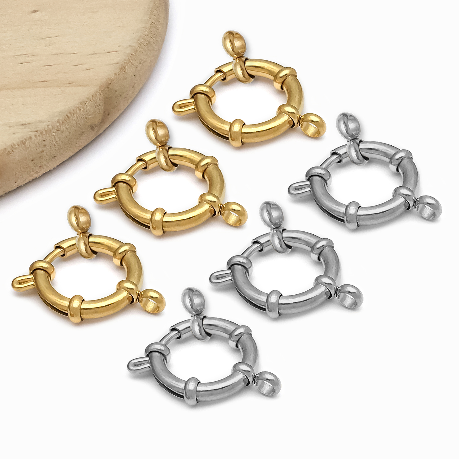 2pcs Stainless Steel Round Cla - Jewelry Making Metals incelemesi ve fiyatı